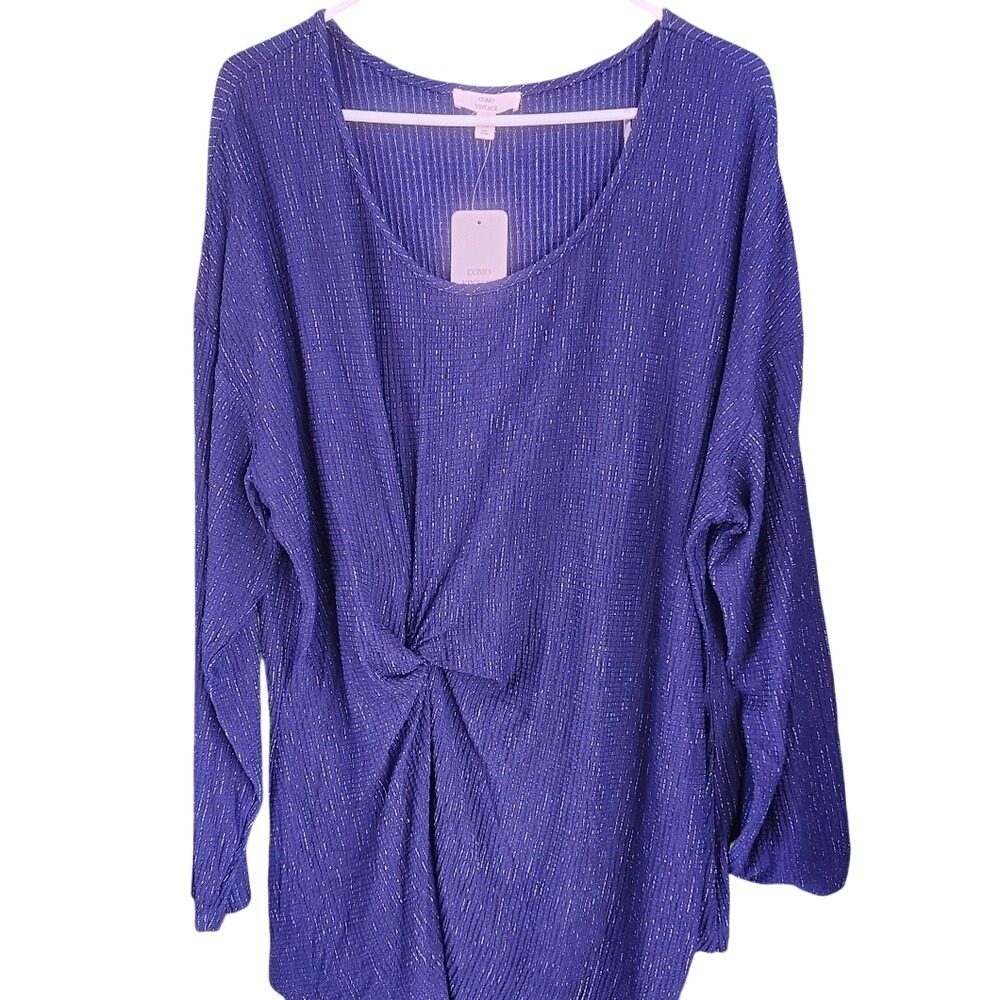 Blue Long Sleeve Blouse 3XL